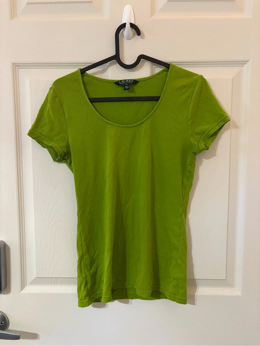 Lauren Ralph Lauren Scoop Neck Short Sleeve Tee - Lime Green